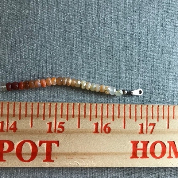 Vintage Handmade Genuine Faceted Fire Opal Gemstone Sterling Silver Clasp 17 in - Picture 7 of 8